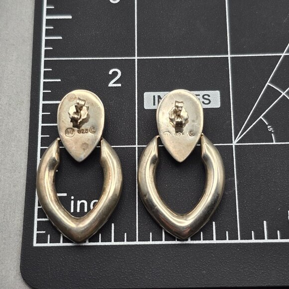 VTG Sterling Doorknocker Earrings 1.5" Signed SU Thailand Hollow-Form 8.49g - Picture 7 of 9